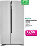 Hisense 730L Stainless Steel Side-By-Side Fridge/Freezer H730SS