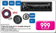 Kenwood 2-Piece Car Audio Kit Plus Amplifier Wiring Kit U2163/E1365/8WAG