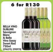 Bella Vino Sublime Sauvignon Blanc & Bella Vino Sassy SweetRed-6x750ml