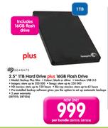 Seagate 2.5" 1TB Hard Drive + 16GB Flash Drive-Per Bundle