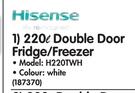 Hisense 220L Double Door Fridge/Freezer H220TWH
