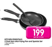 Kitchen Essentials 2 Pack Non-Stick Frying Pan And Spatula Set 20cm And 24cm