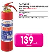 Safe Quip 1.5Kg Fire Extinguisher With Bracket-Each