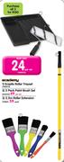 Academy Ecopile Roller Tray Set Plus 5 pack Paint Brush Set  And 2.5m Roller Extension