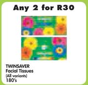 Twinsaver Facial Tissues(All Variants)-2 x 180's