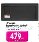 Xpanda Burglar Resistant Safe Brick-140mm(h)x305mm(w)x130mm(d)