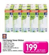 Osram 11W Energy Saver Globes-Per 10 Pack