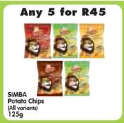 Simba Potato Chips(All Variants)-5 x 125g