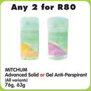 Mitchum Advanced Solid Or Gel Anti-Perspirant(All variants)-2x76/63g