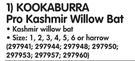 Kookaburra Pro Kashmir Willow Bat-Each