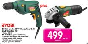Ryobi 500W And 650W Handyline Drill And Grinder Kit DG-2K-Per Kit