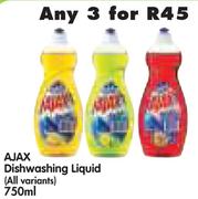 Ajax Dishwashing Liquid(All Variants)-3x750ml