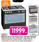 Defy 900mm 5 Burner Gas Electric Stove With Wok Anthracite DGS162A