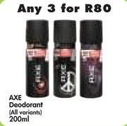 Axe Deodorant (All Variants)-3 x 200ml