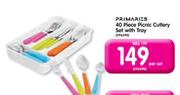 Primaries 40-Piece Picnic Cutlery Set With Tray-Per Set