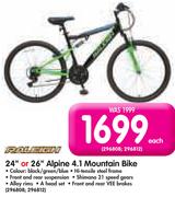 Raleigh 24" Or 26" Alpine 4.1 Mountain Bike-Each