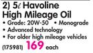 Caltex 5L Havoline High Mileage Oil 20W-50
