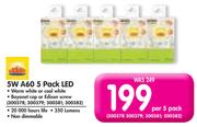 5W A60 LED-Per 5 Pack