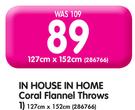 In House In Home Coral Flannel Throws-127cm x 152cm Each