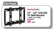 Ultra Link 14"-32" LCD/LED TV Wall Bracket-Each