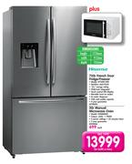 Hisense 720Ltr French Door Fridge/Freezer H720FS-wD plus 20Ltr Manual Microwave Oven H20M0WH