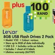 Lexar 8GB USB Flash Drives 2 Pack V20