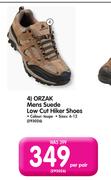 Orzak Mens Suede Low Cut Hiker Shoes-Per Pair