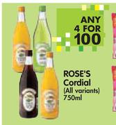 Rose's Cordial(All Variants)-4x750ml