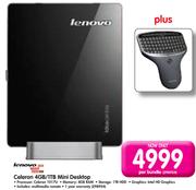 Lenovo Celeron 4GB/1TB Mini Desktop-Per Bundle