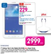 Samsung 7" Galaxy Tab 3 Lite Tablet 3G/8GB+ Gear Circle-Each