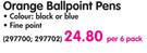 BIC Orange Ballpoint Pens-Per 6 Pack