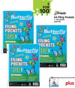 Butterfly A4 Filing Pockets-3x100 Pocket Packs