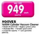 Hoover 1600W Cylinder Vacuum Cleaner HC16-CV-ZA