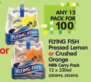Flying Fish Pressed Lemon or Crushed Orange NRB Carry Pack-12 x 330ml-Per Pack
