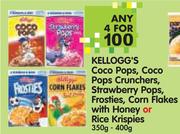 Kellogg's Coco Pops, Coco Pops Crunchers, Strawberry Pops, Corn Flakes with Honey-4x350g-450gm