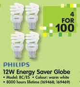 Philips 12W Energy Saver Globe BC/ES-4's