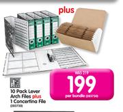 10 Pack Lever Arch Files + 1 Concertina File-Per Bundle