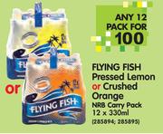 Flying Fish Pressed Lemon Or Crushed Orange NRB Carry Pack-12x330ml