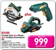 Ryobi Circular Saw+Planer+Cordless Screwdriver Kit CPS-3K-Per Kit