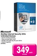 Microsoft McAfee Internet Security 2016 Unlimited Devices-Each