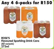 Rose's Flavoured Sparkling Drink Cans(All Variants)-4x6x275ml