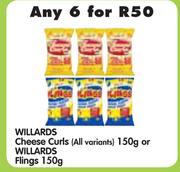 Willards Cheese Curls(All Variants)-150g Or Willards Flings-6x150g