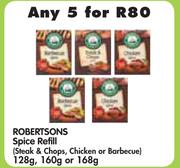 Robertsons Spice Refill(Steak & Chops,Chicken Or Barbecue)-5 x 128g,160g Or 168g
