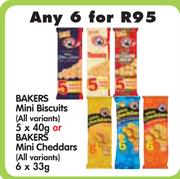 Bakers Mini Biscuits(All variants)-5 x 40g Or Bakers Mini Cheddars(All Variants)-6x33g