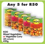 Koo Mixed Vegetables Or Vegetable Curry(All Variants)-5x420g
