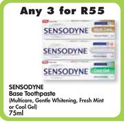 Sensodyne Base Toothpaste(Multicare, Gentle Whitening, Fresh Mint Or Cool Gel)-3x75ml