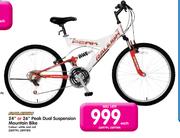 24" Or 26" Peak Dual Suspension Mountain Bike-Each