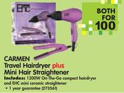 Carmen Travel Hairdryer plus Mini Hair Straightener