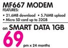 Cell MF667 Modem-On Smart Data 1GB