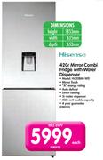 Hisense 420Ltr Mirror Combi Fridge with Water Dispenser H420BMI-WD